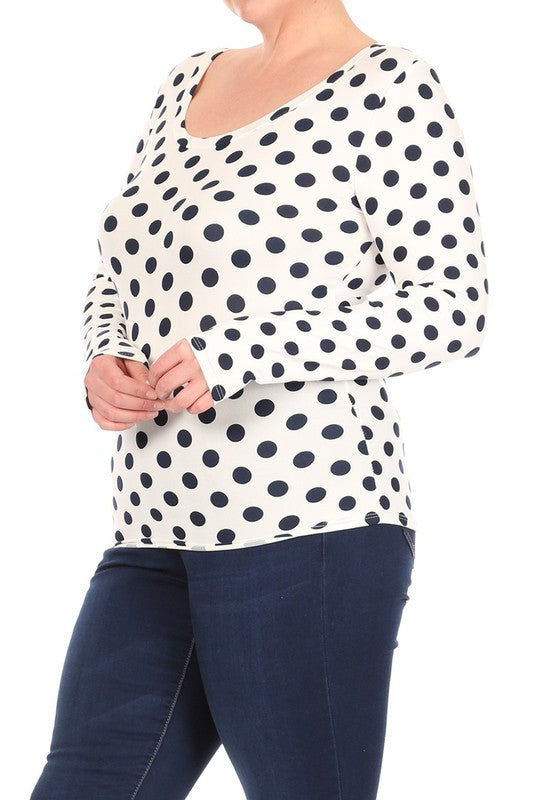 Paint print Longsleeve Stretchy top Round neckline