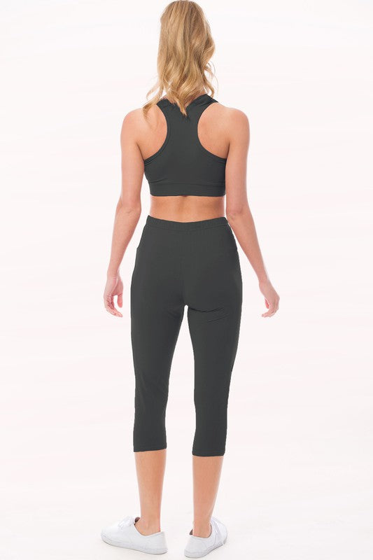 Peach Skin Active Cropped Top Leggings Set LA Fashion Apparel