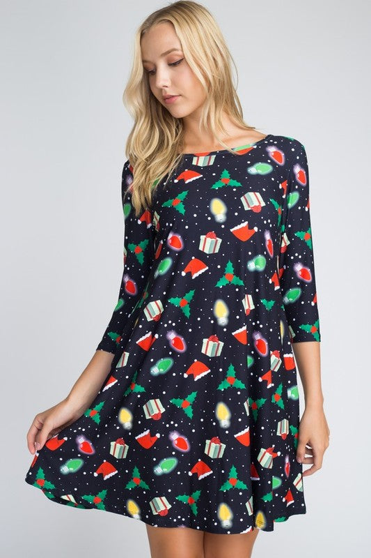 All Things Christmas Print Dress LA Fashion & Apparel All Things Christmas Print Dress LA Fashion & Apparel