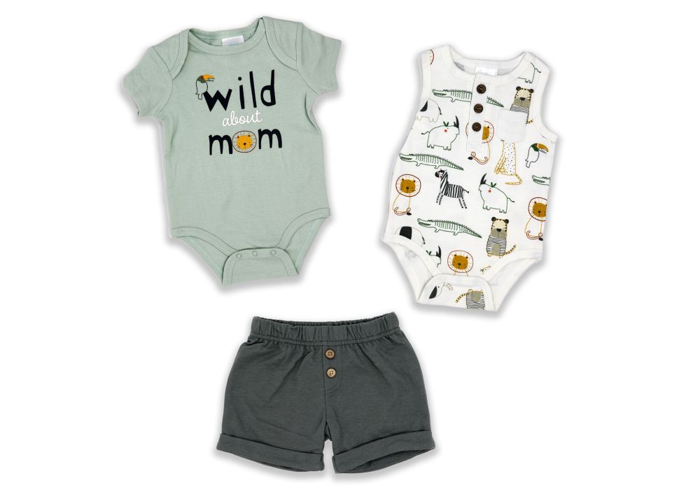 Boys INF 3 Piece Short Set: Wild About Mom