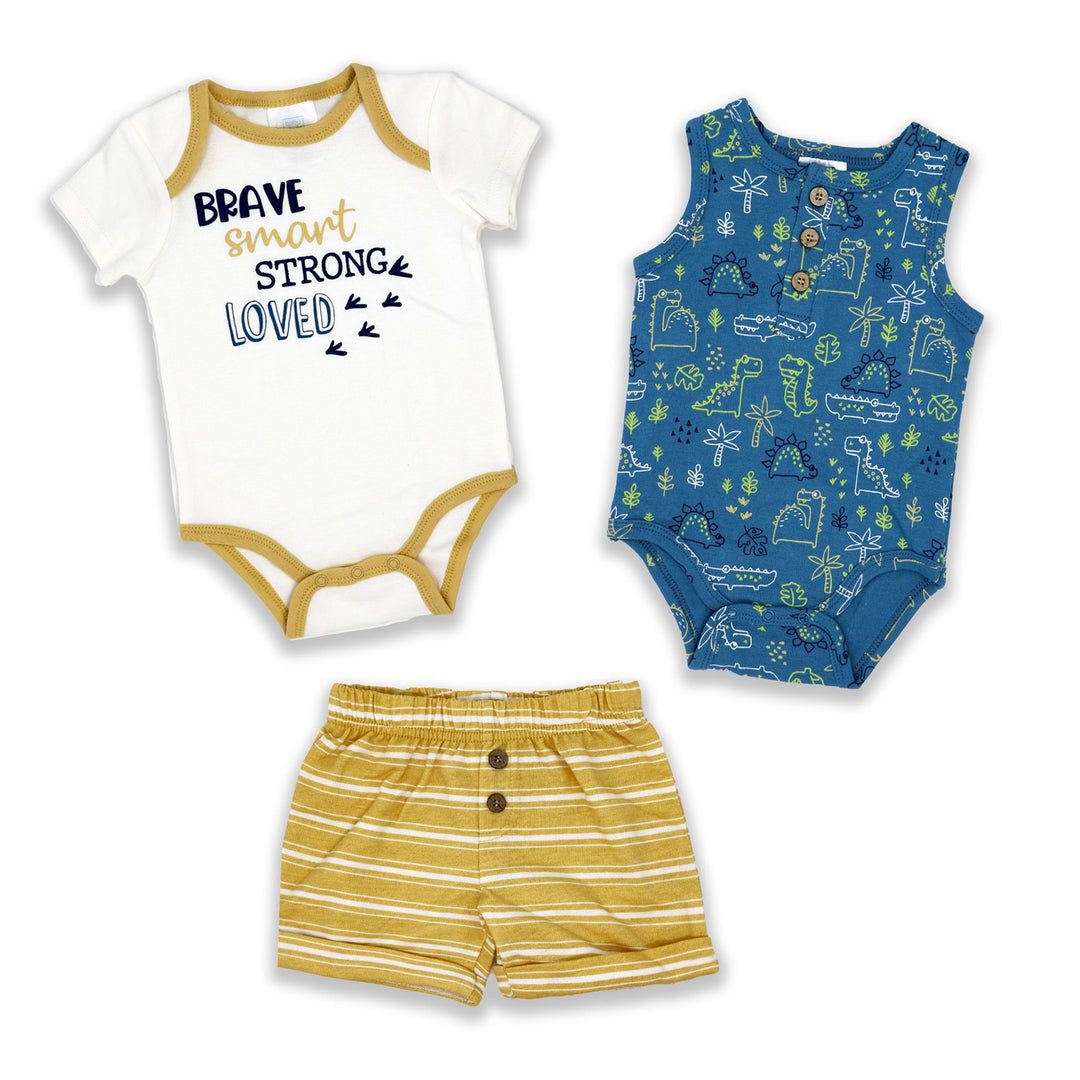 Boys INF 3 Piece Short Set: Brave, Smart, Strong, Loved