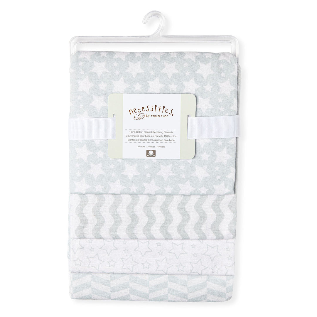 Receiving Blankets , 4 Pack Receiving Blankets: Star Grey