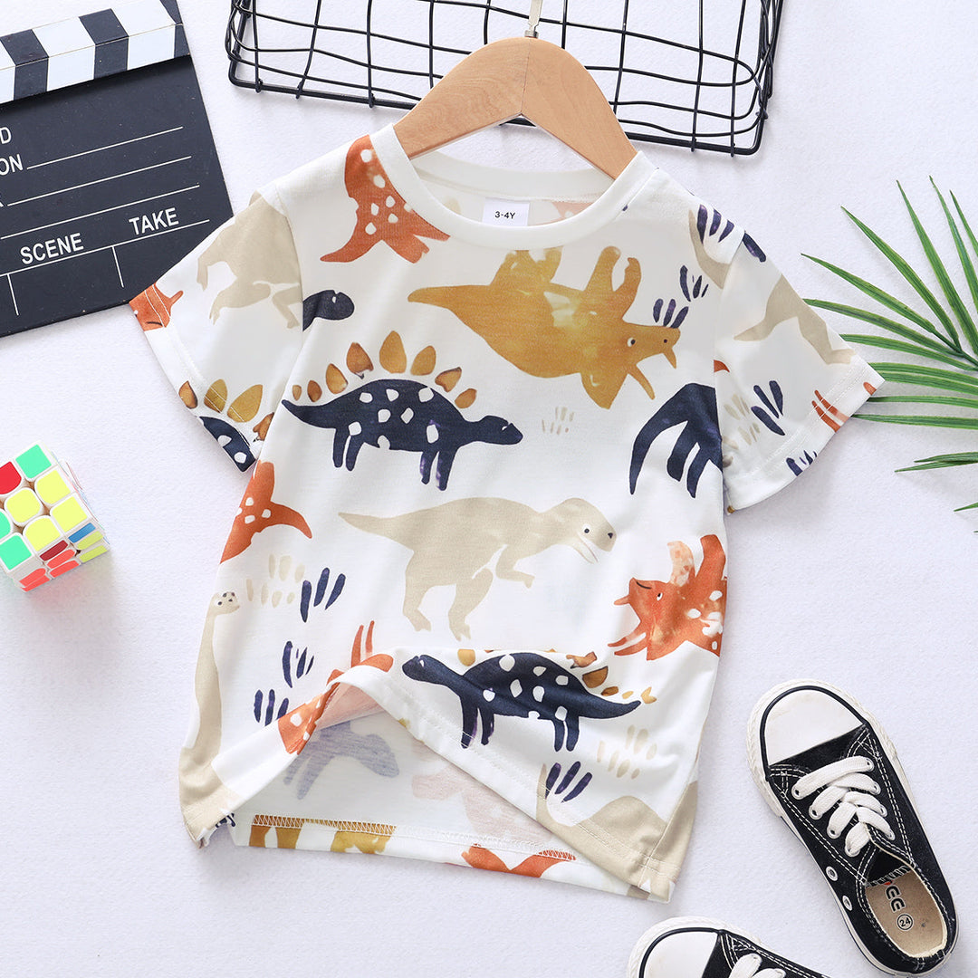 Toddler Boy Animal Dinosaur Print Short-sleeve Tee