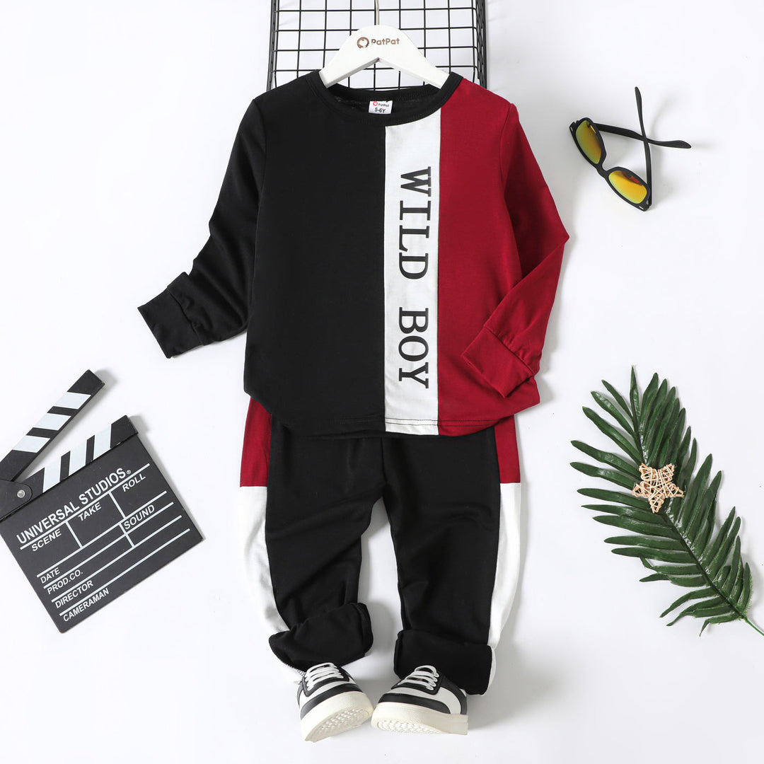 Kids Boy Clothes,Buy Trendy Boys Clothes Online,2Pcs Kid Boy Letter Print Colorblock