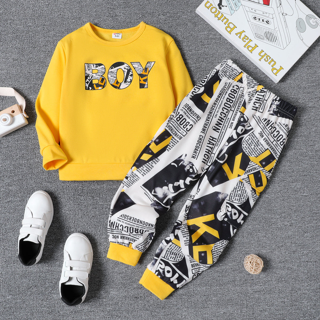 Tee Allover Elasticized Pants Set for kid boy , Kids T Shirts Pants Set Combo