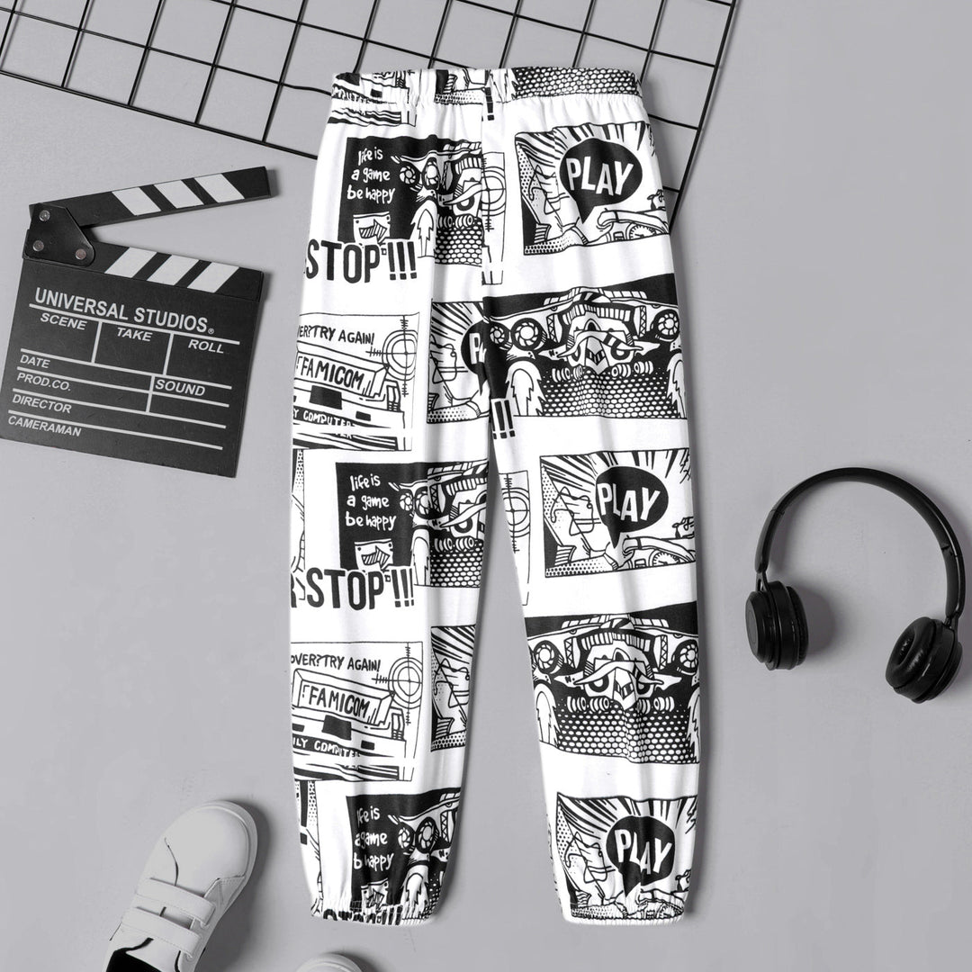 Kid Boy Letter Allover Print Elasticized Pants