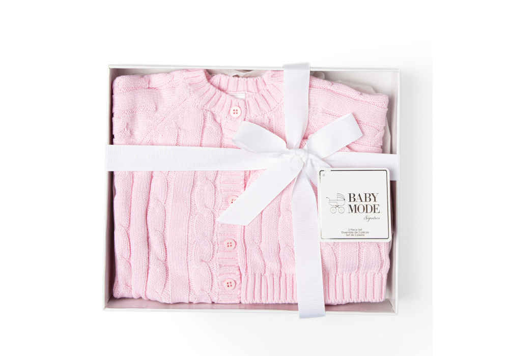 2-Piecee Knitted Boxed Set , Knitted Boxed Set: Pink