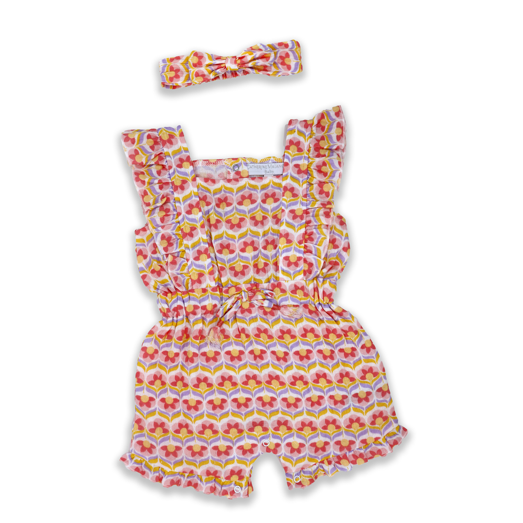 Girls INF 2 Piece Gauze Romper Set: Pretty Pattern