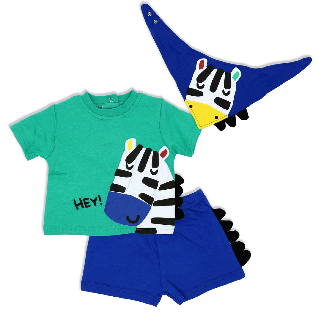Boys 3 Piece Short Set: Zebra