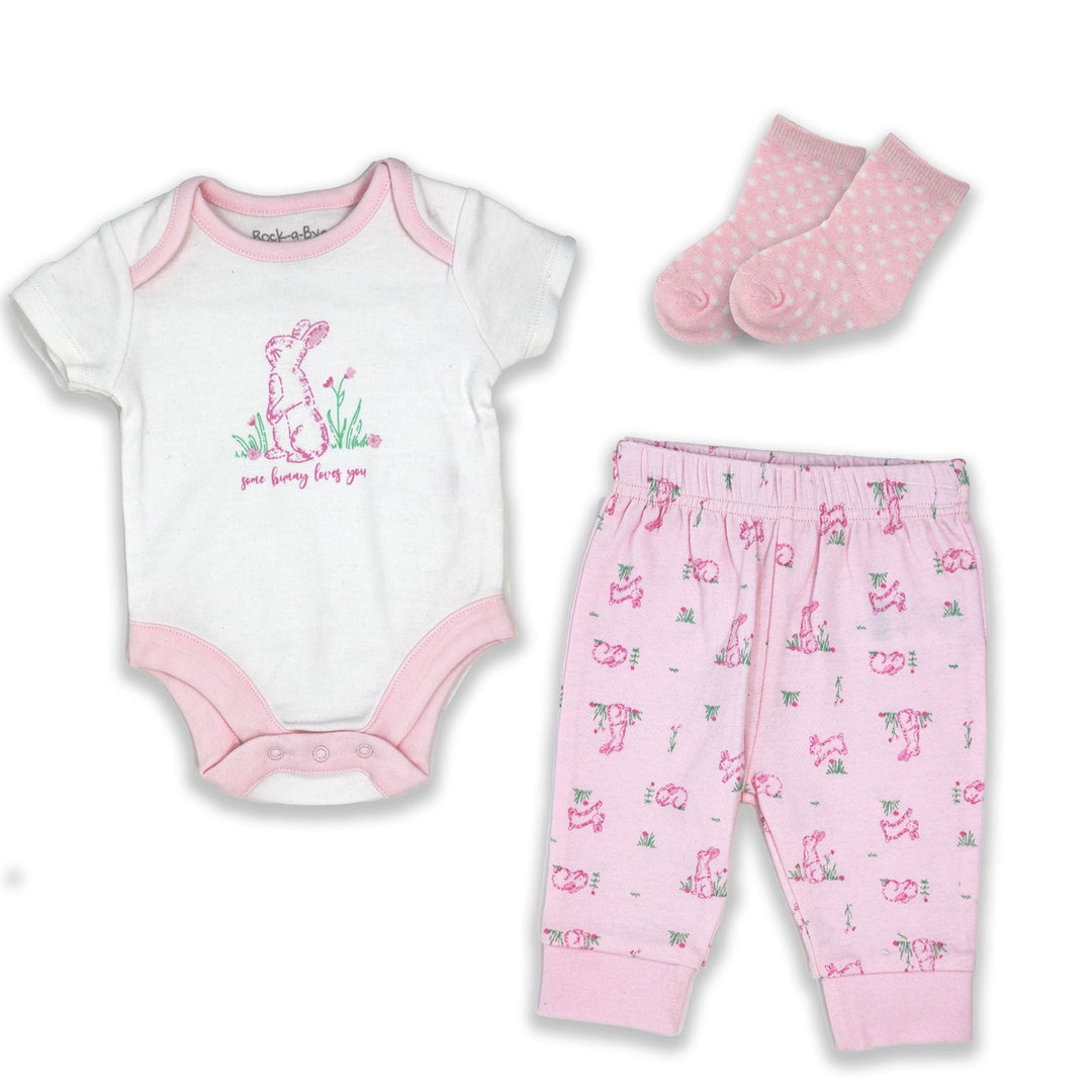 Girls 3 Piece Jogger Set: Bunny