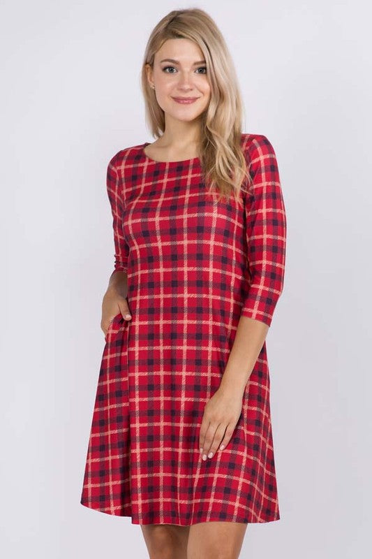 Plaid A-Line Swing Dress