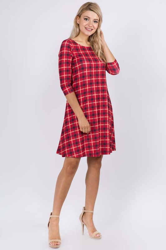 Plaid A-Line Swing Dress