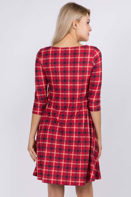 Plaid A-Line Swing Dress