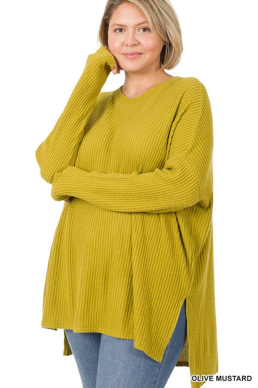 Hooded plus size outlet high low sweater