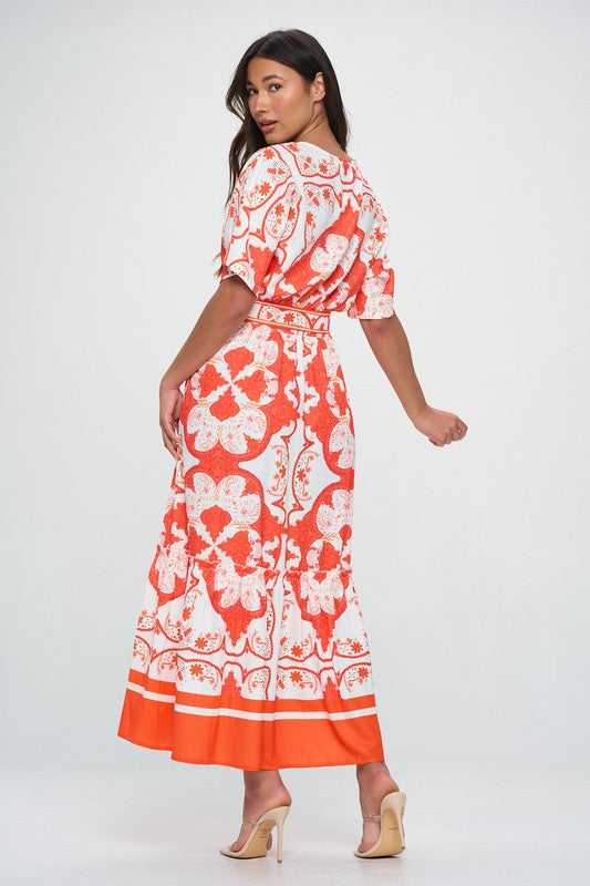 Kimono Print Maxi Dress