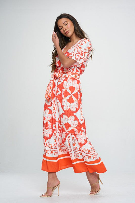 Kimono Print Maxi Dress