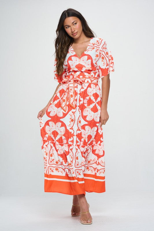 Kimono Print Maxi Dress