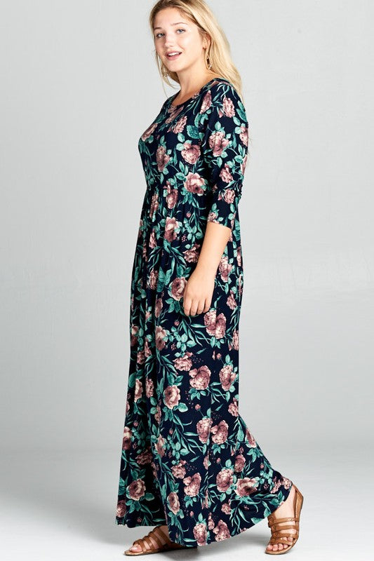 Plus Size Floral Pocket Maxi Dress s