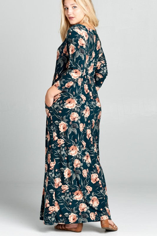 Plus Size Floral Pocket Maxi Dress s