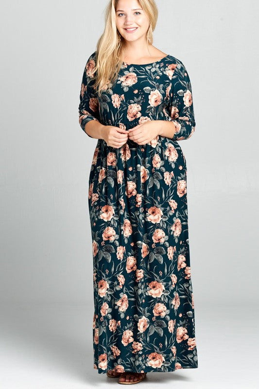 Plus Size Floral Pocket Maxi Dress s