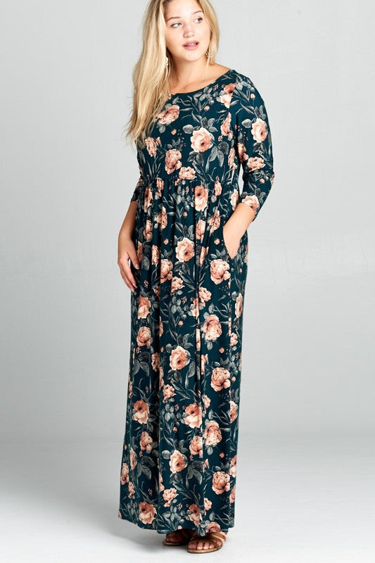 Plus Size Floral Pocket Maxi Dress s