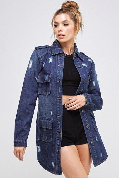 Casual comfort denim Jacket 100% Cotton Dark blue colour