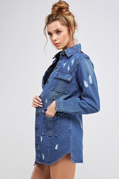 Casual comfort denim Jacket 100% Cotton Dark blue colour