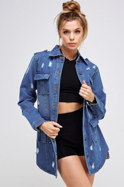 Casual comfort denim Jacket 100% Cotton Dark blue colour
