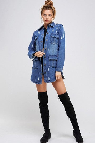 Casual comfort denim Jacket 100% Cotton Dark blue colour