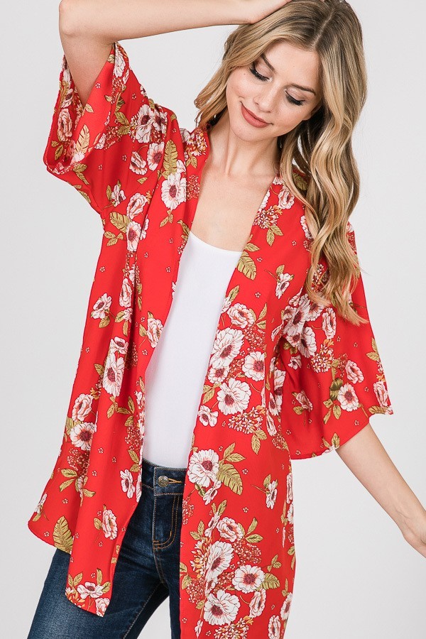 Floral  print open front  Cardigan