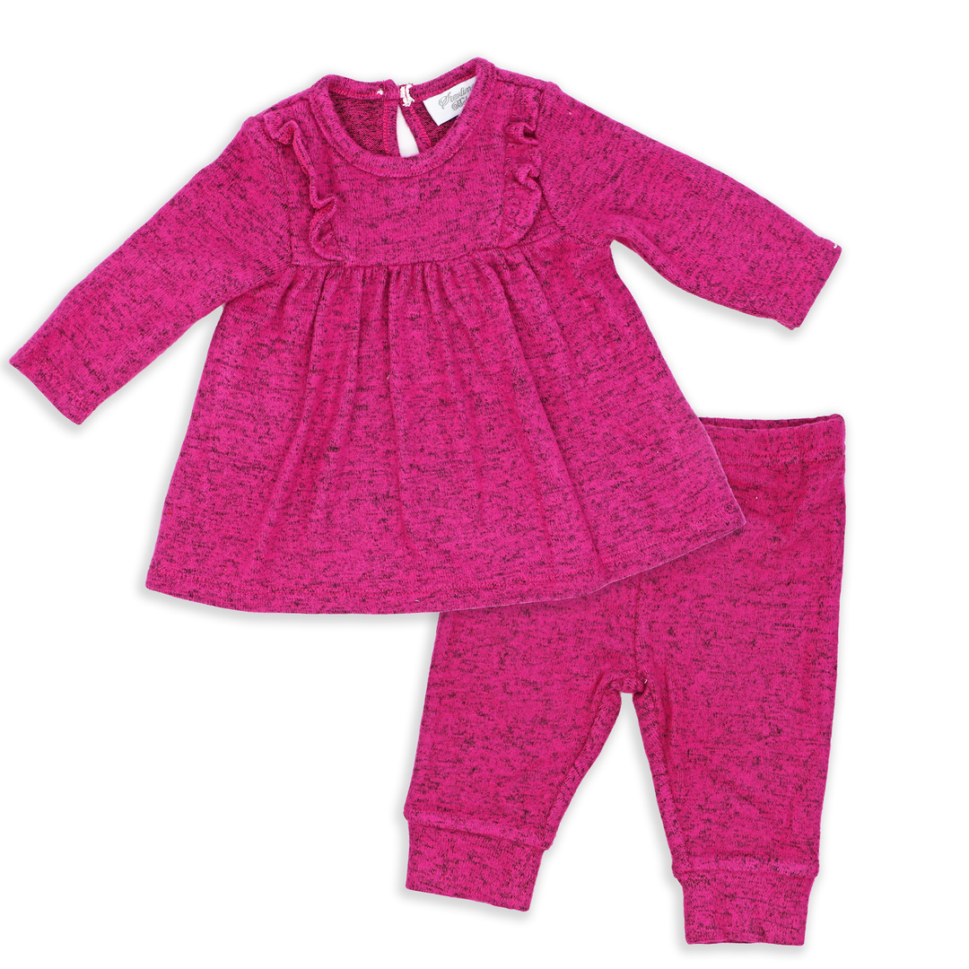 Girls INF 2 Piece Hacci Set: Fuchsia